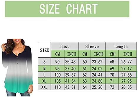 ICJJL plus veličina vrhova dugih rukava za žene tiskane majice s dugim rukavima V-izreza za šivanje gumba casual vrh