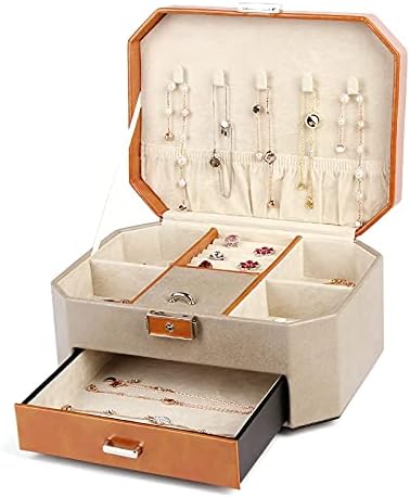 Kutija za pohranu nakita 2-slojna kutija za nakit velikog kapaciteta u starinskom stilu organizator nakita od PU kože s bravom kutija