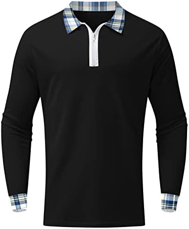 Wocachi 2022 Polo majice za muške, dugim rukavima za obračun manžetne ovratnike Golf Tops Street odjeća casual mišićna košulja