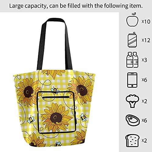 Jesen Slatke pčele Suncowers sklopivi torba za torba za rame za višekratnu uporabu namirnica za teške školske torba torba za torbu
