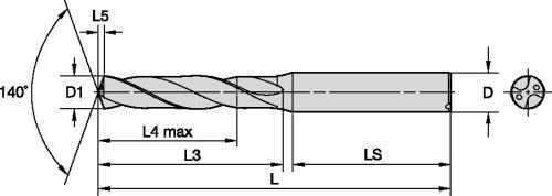 Widia TDS411A10700 Vrhunska bušilica s TDS411A, promjer 10,7 mm, kut rezanja od 140 °, desna ruka, TDS Point, Carbide, ALCRN premaz,