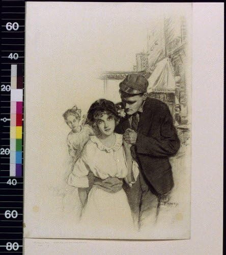 PovijesnaFindings Foto: Muškarac, djevojka koja hoda ulicom, j. Henry Bracker, 1890-1936, udvaranje, par