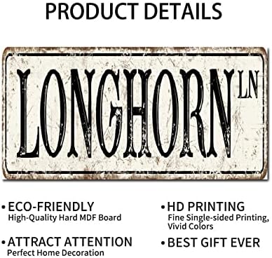 MadColitote Personalizirani Ulični znak Longhorn Vintage Longhorn Wood Signs Wall Art Rustikalni zidni ukrasi za dnevnu sobu Dekor