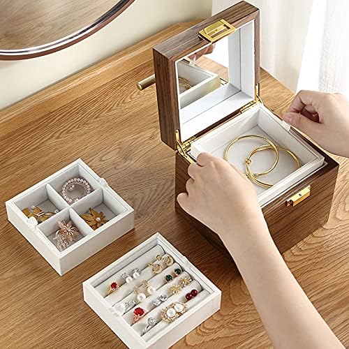 Yaya2021-shop nakit za putničku kutiju kruta drvena kutija za nakit za žene nakit armoire prsten ogrlica poklon kutija za skladištenje