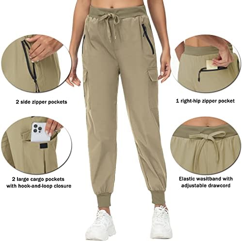 Ženski teretni jogeri planinarskih hlača Lagano brzo se osuše s džepovima s patentnim zatvaračem Visoki struk Atletska putovanja