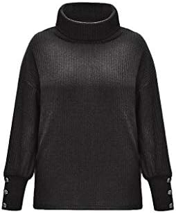Ymosrh ženski džemper Turtleneck Pulover gumb Dugi rukavi labavi pleteni džemper vrhovi džempera