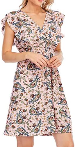Haljina s omotom u obliku omota, ženska ležerna haljina bez rukava s cvjetnim printom, nova ljetna Ženska haljina s izrezom u obliku