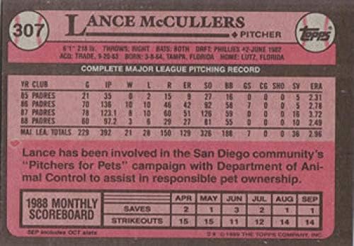 1989. Topps Tiffany 307 Lance McCullers MLB Trading Card