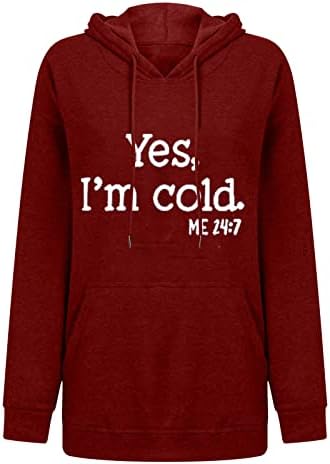 Da, hladna sam predimenzionirana kapuljača za žene labave fit trenirke casual pulover dugih rukava Stil StilString jakna
