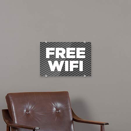 CGSIGNLAB | Besplatni WiFi -Stripes Grey Premium akrilni znak | 18 x12