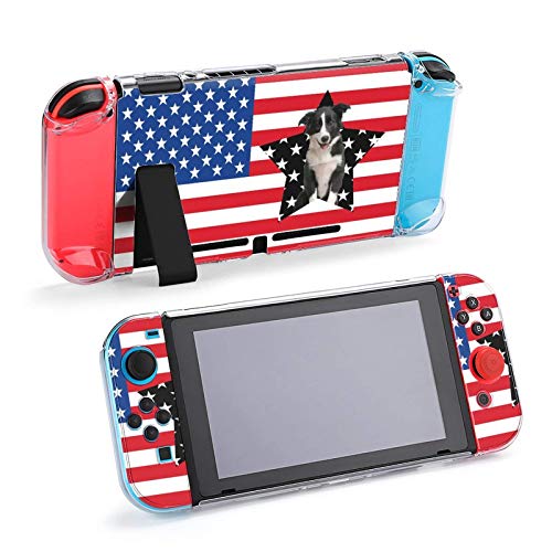Slučaj za Nintendo Switch American Flag i Cute Dog Pet-Dieces postavljaju zaštitni naslovnica Pribor za igru ​​konzole za Switch