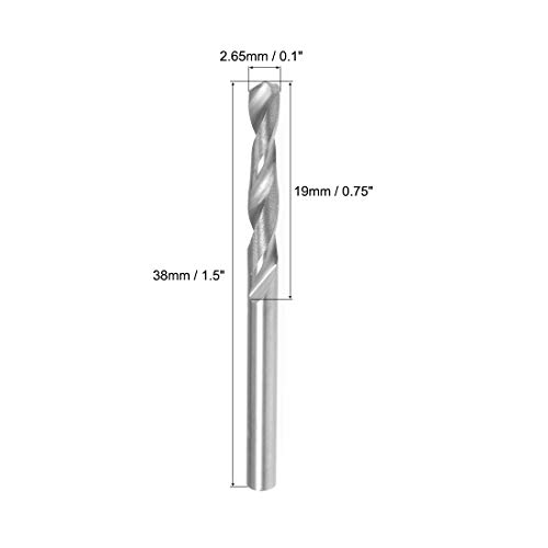 UxCell 2,05 mm čvrsti karabidni bušilica Ravna sječ za tvrdi čelik od nehrđajućeg čelika, otvrdnuta na 50 HRC, 2 PCS