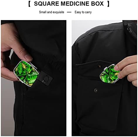 Kvadratna tableta zelena biljka kutija tableta Metal lijek organizator tableta za džepnu torbicu i putovanja 2.2x1.6in