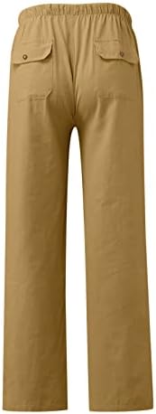 Muške ravne noge lanene hlače muške ležerne čvrste hlače hlače puna duljina labave lanene traperice muške