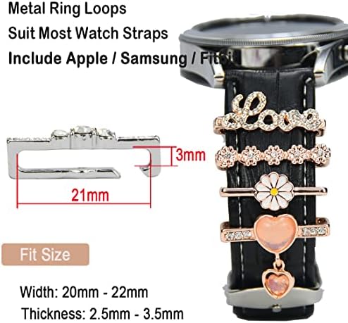Sunoreek šarma za gledanje - ukrasne petlje za prstenove kompatibilne s Apple Watch silikonskim kožnim trakama čari za žene 49 mm 45