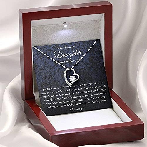 Kartica s porukama, ručno izrađena ogrlica- Personalizirano poklonsko srce, poklon za vjenčanje naša kćer, mladenku od ogrlice mame/tate,