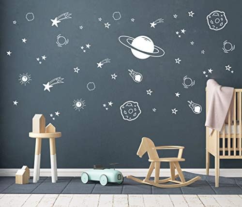 Naljepnica na zidu planeta, dekor dekora za dječake, naljepnice za zidne zidove iz svemira, naljepnice od zvjezdanih zidova, vinilne