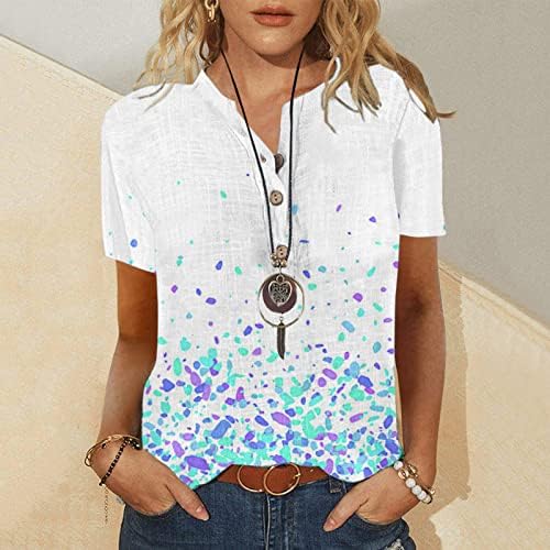 Ženski ljetni vrhovi gumb dolje košulje za žene v vratni kratki rukavi vrhovi casual ljetne bluze rade majice