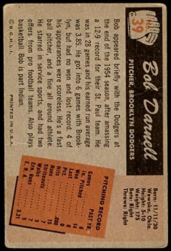 1955. Bowman 39 Bob Darnell Brooklyn Dodgers Dean's Cards 2 - Dobri Dodgers