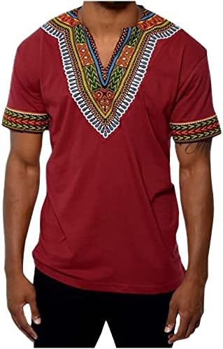 Muška afrička košulja kratki rukav casual Dashiki stil majica cvjetna metalik tiska