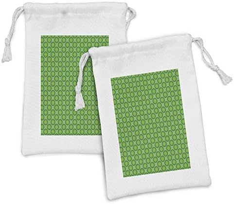 Ambsonne geometrijska vrećica od tkanine od 2, retro nadahnuti uzorak s ugniježđenim rundima u svježim tonovima prirode primt, mala