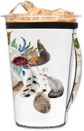Cvjetni boho lubanje rogovi za višekratnu upotrebu ledene kave s ručicom neoprenski čahura za čašicu za sodu, latte, čaj, pića, pivo
