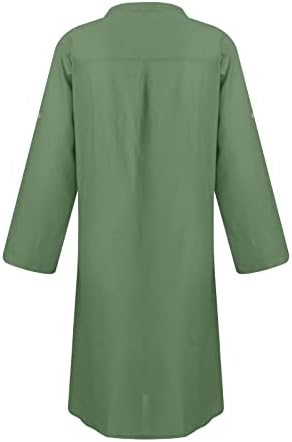Ženske sunce haljine Ljetni ležerni gumb za sjenilo labave pamučne konoplje haljine od solidne boje za 2023
