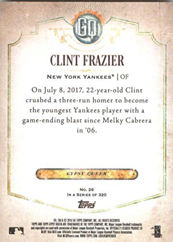 2018. Topps Gypsy Queen 26 Clint Frazier New York Yankees Rookie Baseball Card - GotBaseballCards