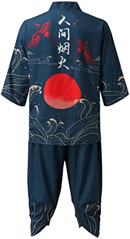 Muški slobodno vrijeme opušteni antikni digitalni tisak kimono cassock kardigan košulja hlača košulja za večeru za muškarce