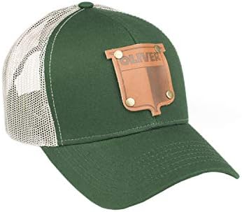 Vintage traktorski šešir s logotipom, koža amblem, tamno zelena
