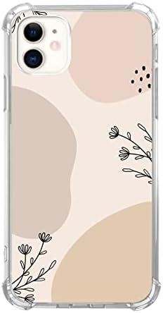 Mabluworqe estetski boho botanička biljka apstraktna umjetnost kompatibilna s iPhoneom 11, minimalistički bež list za 11 tinejdžera