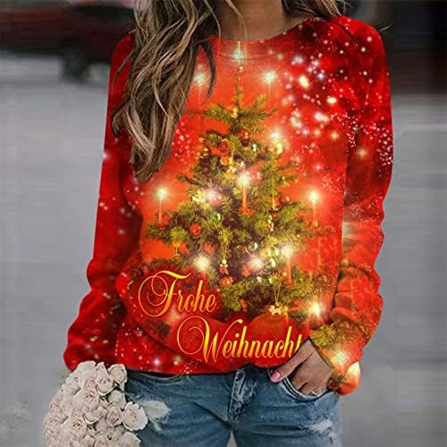 Ženska dukserica za posade ležerna slatka božićna dugačka rukava labavi dodijeli su jedne majice majice