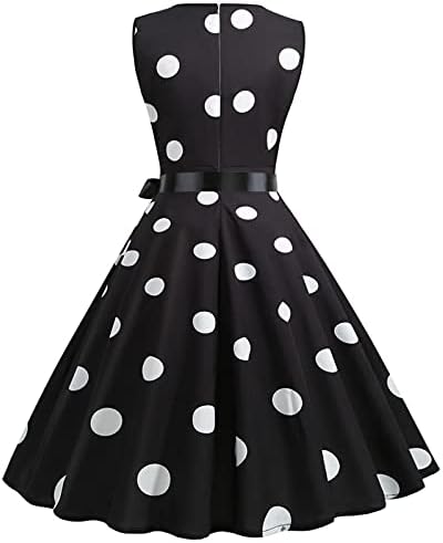 Tanka Ženska haljina u retro stilu s izrezom u obliku točkica u obliku slova u, ležerna haljina u točkicama bez rukava, Ženska haljina