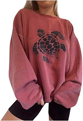 Jwzuy ženske morske kornjače grafičke dukseve casual labave fit dugih rukava posada pulover vintage bluze izlazeći vrhove