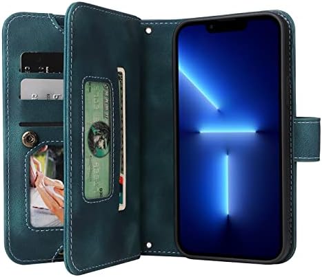Torbica za Samsung Galaxy S23/S23 Plus/S23 Ultra,Magnetska torbu s džep na zip, flip od umjetne kože sa 6 utora za kartice i remen