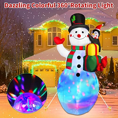 Zukakii 6ft božićne gužve snjegovića s snjegovima s 360 ° rotirajući šarene LED svjetla, na otvorenom božićni ukrasi ispuhaju se s