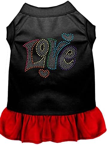 Mirage Pet Products 57-61 XXLBPBPK PINK Technicolor Love Rhinestone haljina za kućne ljubimce crna s svijetlim, xx-velikim
