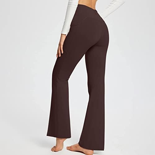 Usecee Womens Flare joga hlače s džepovima crossover visokog struka casual bootcut gamaša za vježbanje salon za zvonaste donje hlače