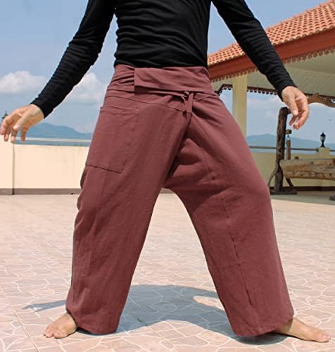 Raanpahmuang tajlandski ribarske hlače muškarci/žene, labava joga, gusar, harem hlače, pamuk, unisex kimono hlače