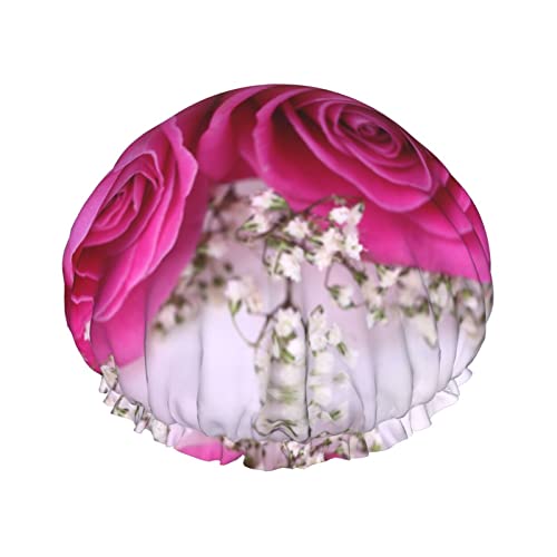 Ružičasta ruža tiskana kapica za tuširanje kapica za kosu za višekratnu upotrebu kapu za kupanje vodootporne kape za tuširanje za žene