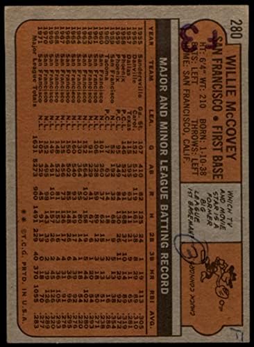 1972. Topps 280 Willie McCovey San Francisco Giants Dean's Cards 2 - Dobri divovi