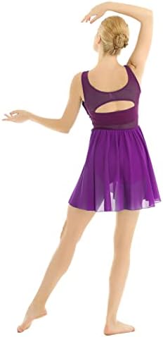 Moggemol ženska iluzija s V-izrezom lirična plesna haljina Šifonski protok visoke niske suknje leotard plesni kostim