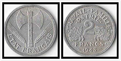 Europska Francuska 2 frake kovanica Slučajna sjekira uzorak Strani kovanice komemorativni