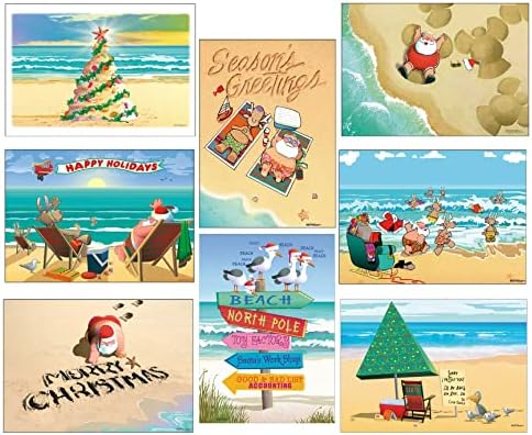 Kolekcija Stonehouse Beach božićna čestitka Pack - 24 karata i omotnice - 8 dizajna, 3 karata po dizajnu - asortiman 1