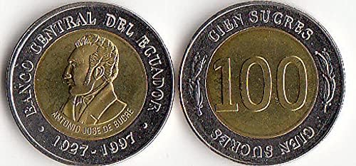 Američki Ekvador 100 Sucre Coin 1997 Edition dvobojni metalni novčići dvobojni umetnuti novčić novčić