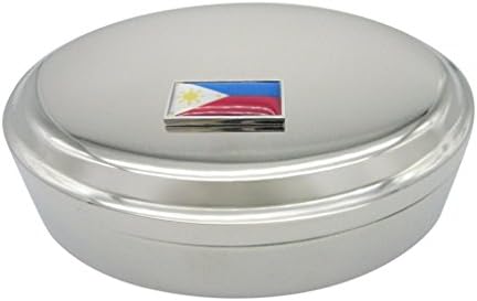 Tanki obrubljeni filipini zastava privjesak ovalni sitnicu kutija za nakit