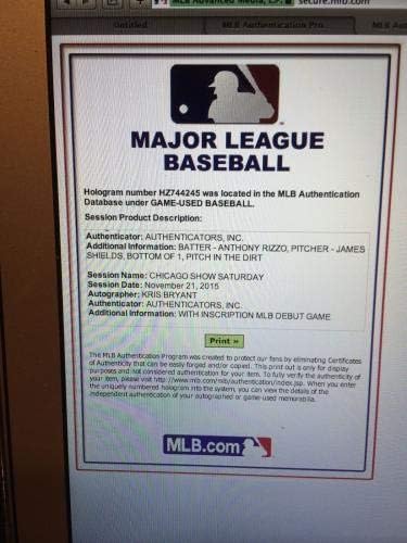 Kris Bryant MLB debi potpisan i upisani bejzbol- MLB holo-kubs koji se prodaje za 5 K- Autografirani bejzbol