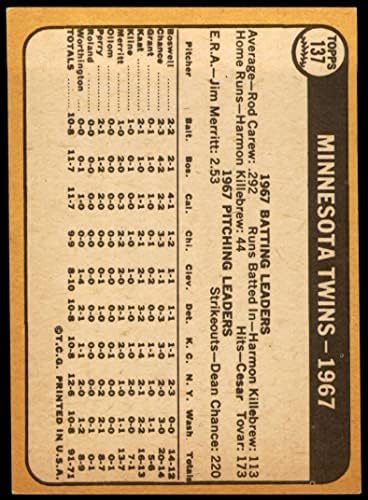 1968. Topps 137 blizanci Twins Minnesota Twins nm blizanci