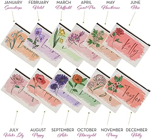 United Craft opskrbljuje personaliziranu torbu za šminkanje za ženu, s imenom i rođenim cvijetom - 12 mjeseci, prilagođena kozmetička