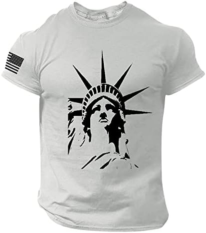 BMISEGM Ljetne majice majice muške muške neovisnosti Dan zastava ležerne i udobne male tiskane pamučne muške majice